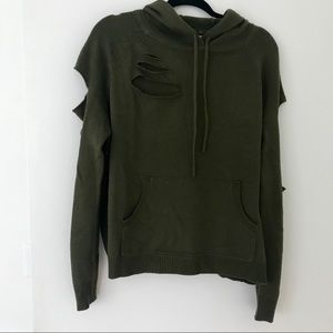 LF distresses hoodie sweatshirt- green